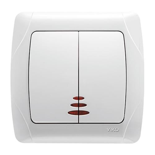 Выключатель Viko Carmen двухклавишный с подсветкой Белый (20970-е)