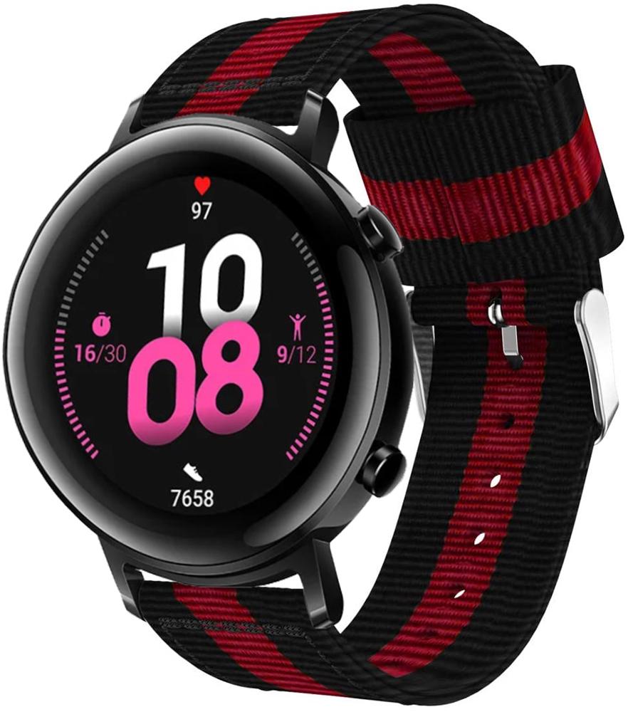 Ремешок тканевый Canvas для Huawei Watch GT 2 42 мм Black/Red (20520)