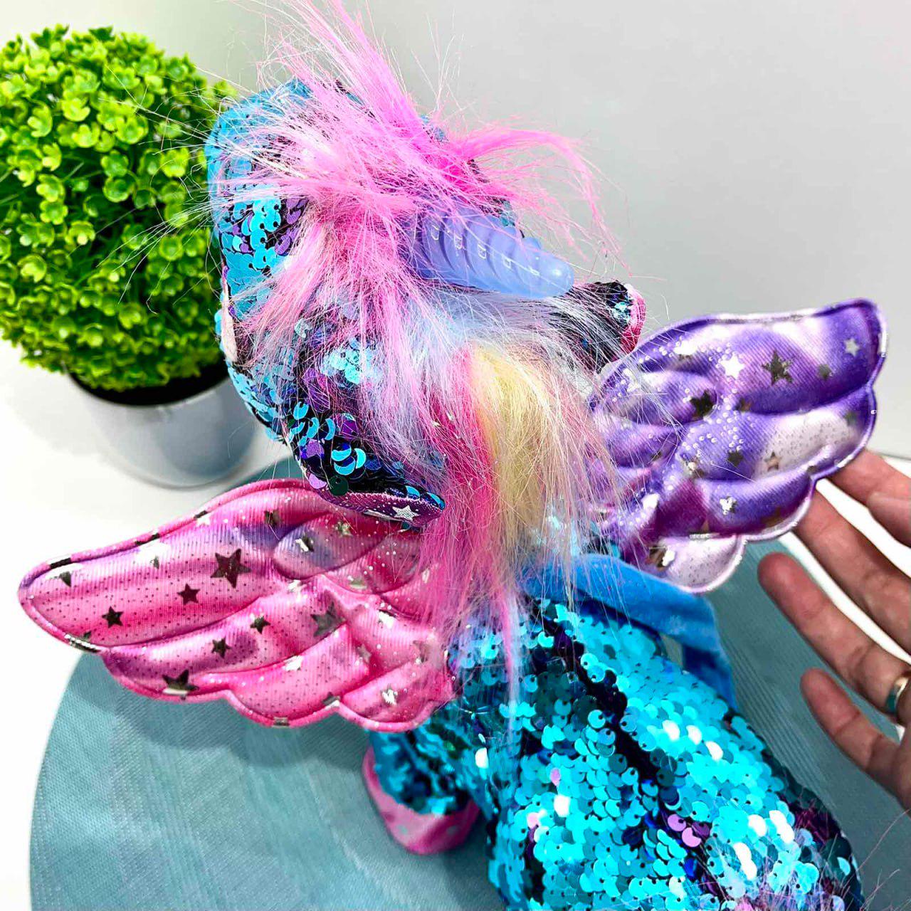 М'яка іграшка інтерактивна Казкова конячка-єдиноріг/повідець/звук/світло Зелений (M 6202 I UA) - фото 8