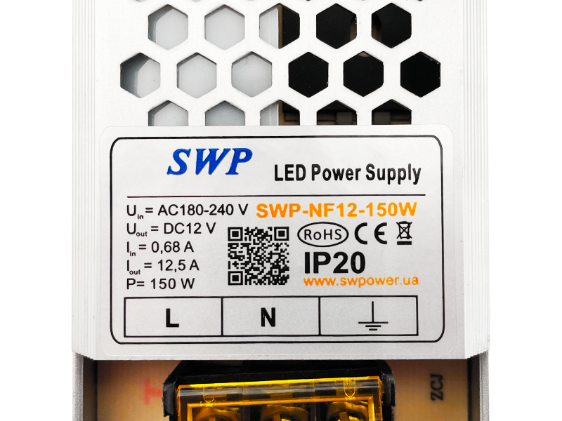 Блок живлення 150W IP20 12V перфоровані стабілізовані за напругою (SWP-NF12-150W) - фото 3