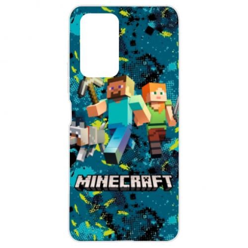 Чехол для Xiaomi Redmi Note 10 Pro Minecraft Steve Alex And Dog