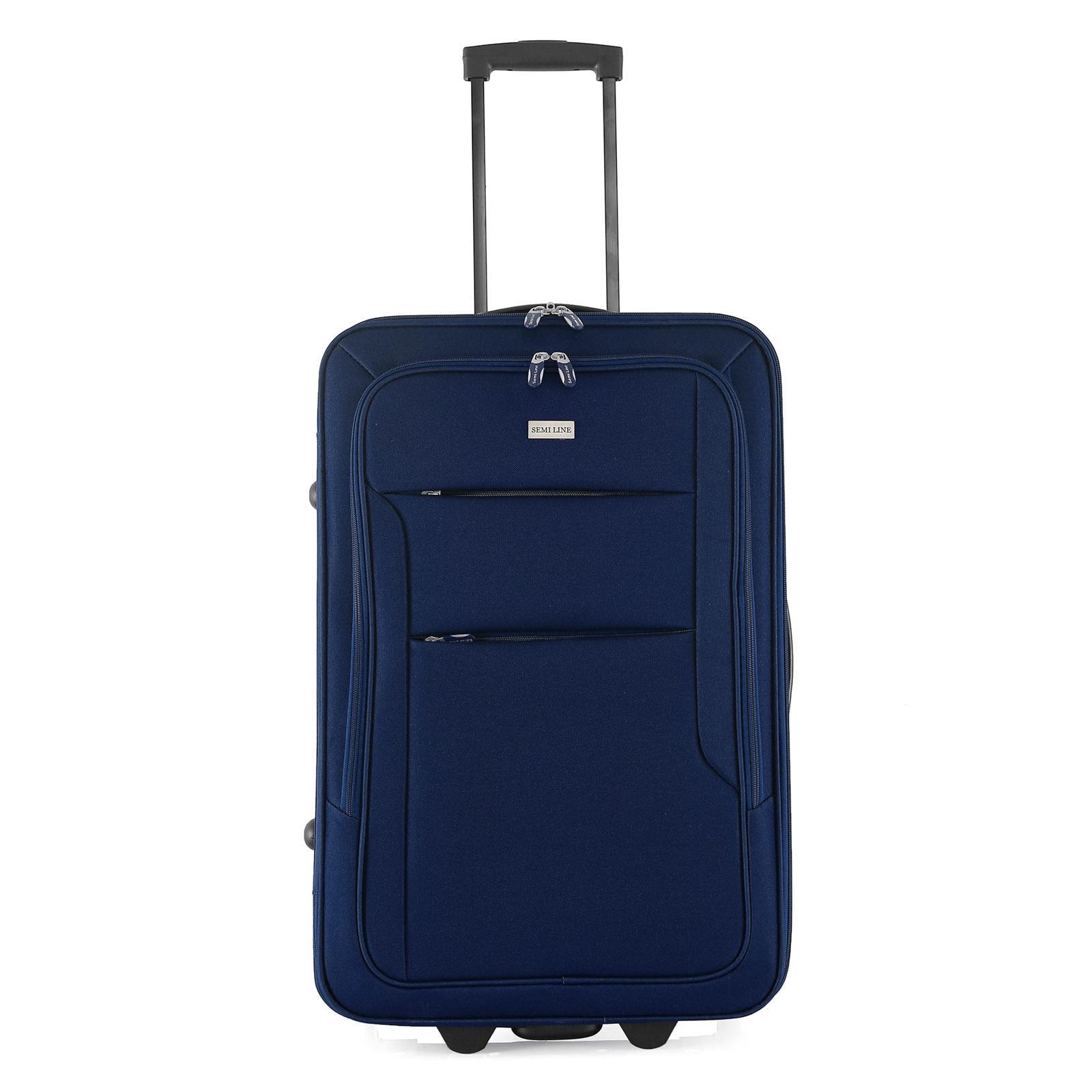 Чемодан SEMI LINE 24" на 2 колесах полиэстер 600D защищенные колеса и 3 кармана 50 л Синий