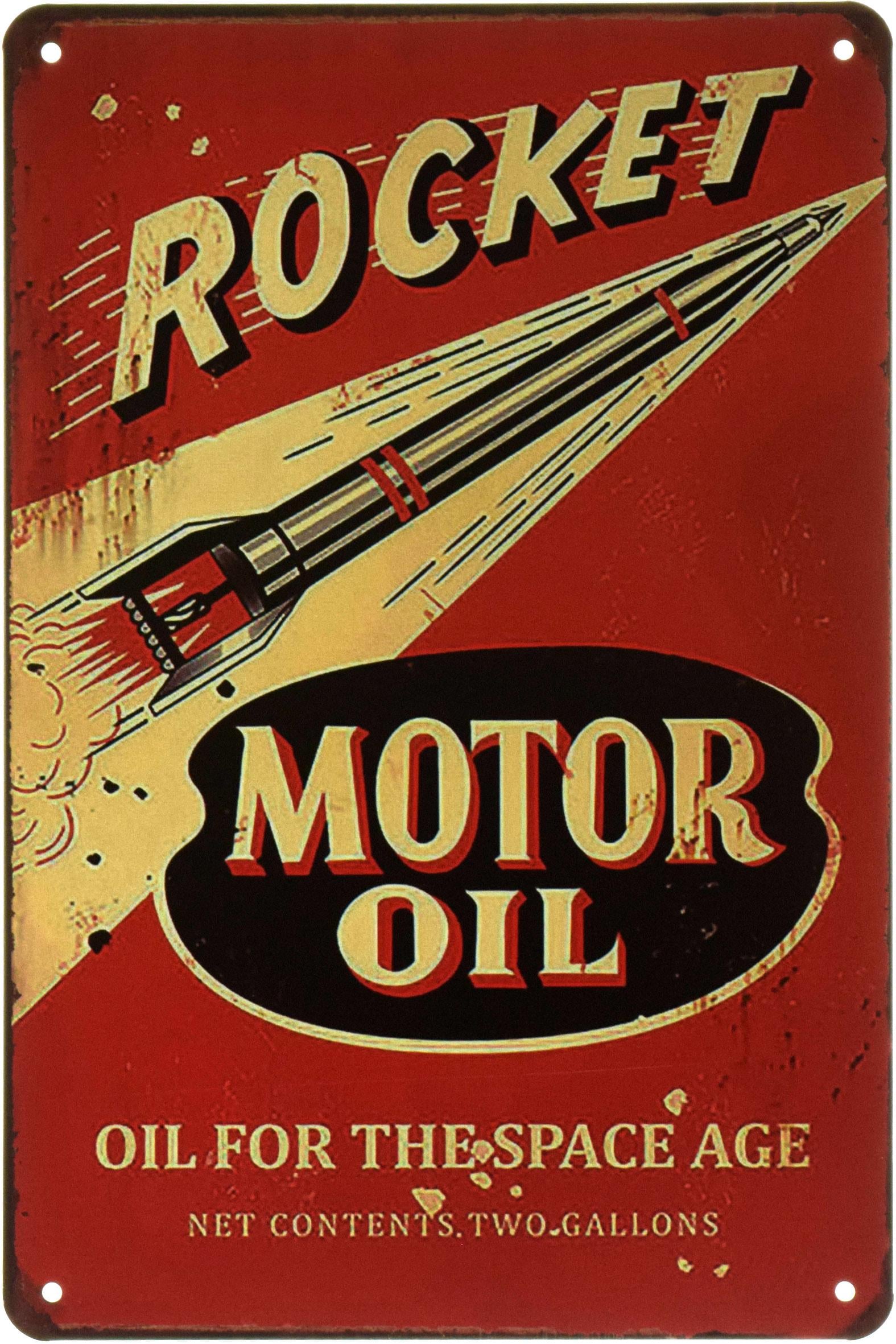 Табличка металева Rocket Motor Oil Масло Для Ко смічної Ери 20x30 см