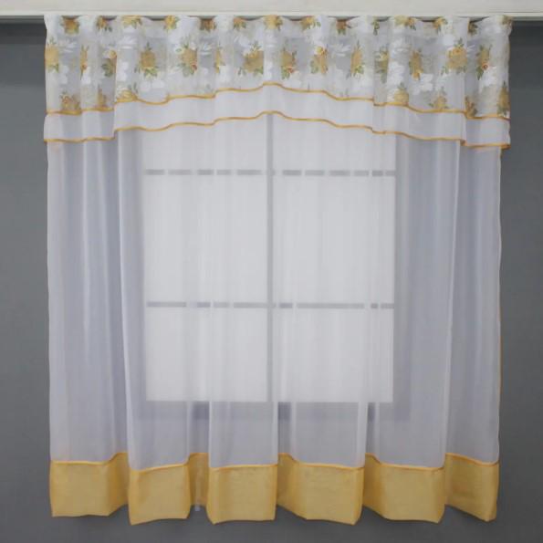 Занавеска на кухню 280х170 см Белый/Золотистый (110к) - фото 1 Занавеска на кухню 280х170 см Белый/Золотистый (110к) - фото 1