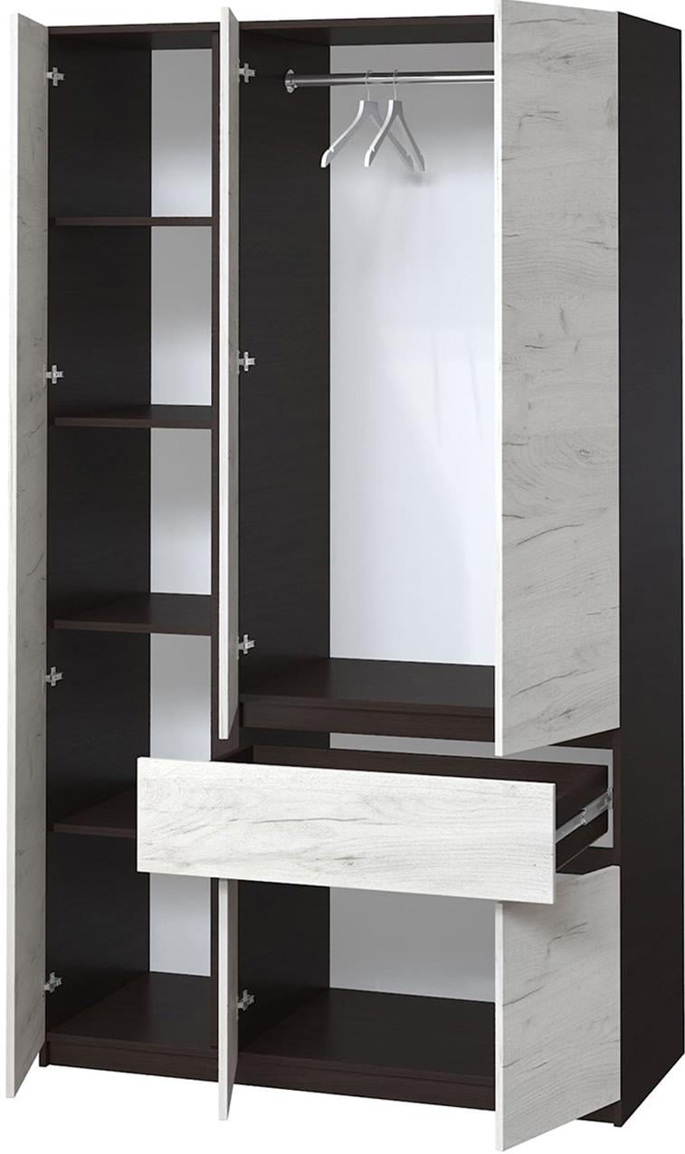 Шкаф для одежды без ручек с полками и ящиком из ЛДСП 1221х2000х520 мм Магия/Дуб крафт белый (20483) - фото 2 Шкаф для одежды без ручек с полками и ящиком из ЛДСП 1221х2000х520 мм Магия/Дуб крафт белый (20483) - фото 2