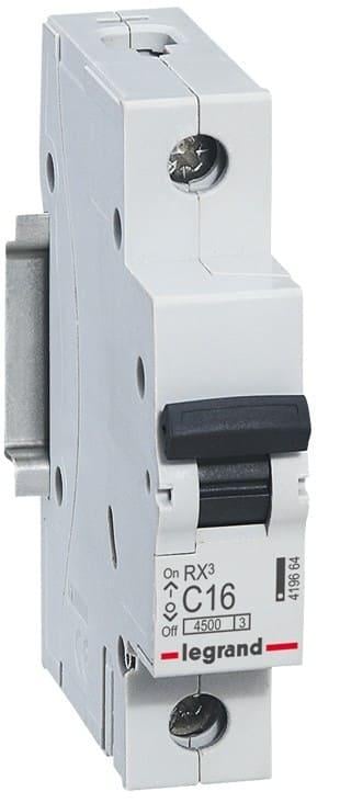 Автоматический выключатель Legrand RX3 4,5кА 16А 1 полюс тип C 419664 (43073)
