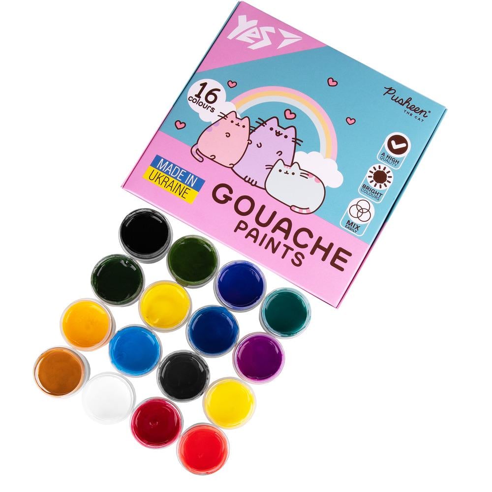 Краски гуашевые YES Pusheen 16 цв. 20 мл (230403)