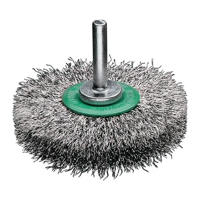 Щетка дисковая Lessmann 80х12 мм хвостовик 6 мм нержавеющая гофрированная проволока 0,20 мм 15000 об/мин 418342 (13714)