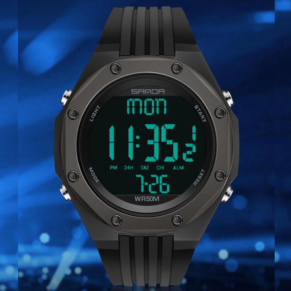 Часы наручные электронные Sanda Timer с подсветкой и таймером Черный (6093) - фото 6 Часы наручные электронные Sanda Timer с подсветкой и таймером Черный (6093) - фото 6