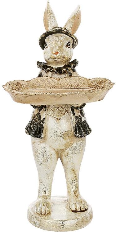 Статуэтка Кролик в шляпе с подставкой для украшений с золотой талью 30 см