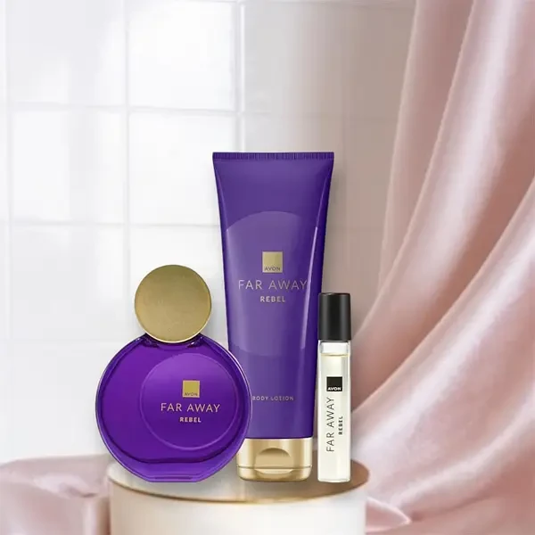 Набор женский парфюмированный Avon Far Away Rebel 3в1 аромат 50/10 мл/парфюмированный лосьон для тела 125 мл (AV90049)