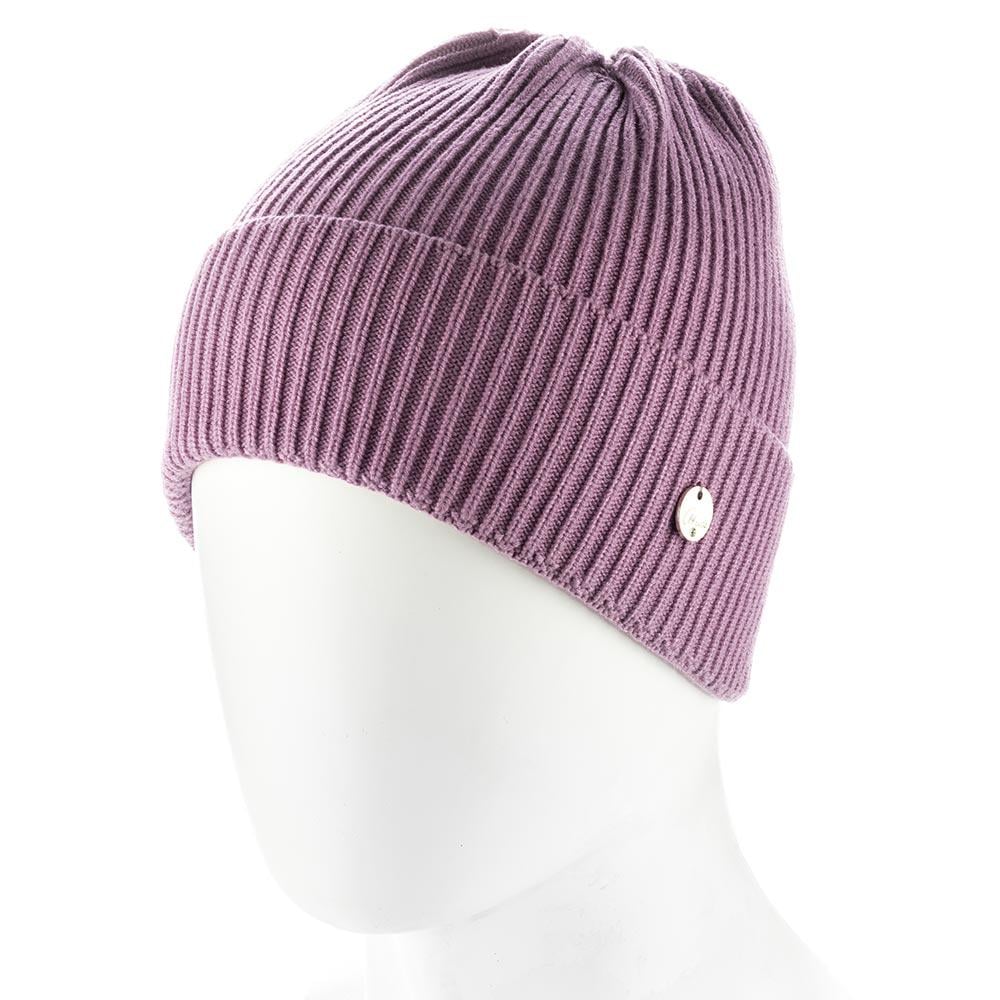 Шапка женская из вискозы Atrics WH897 Луковица с отворотом одинарной вязки Сиреневый