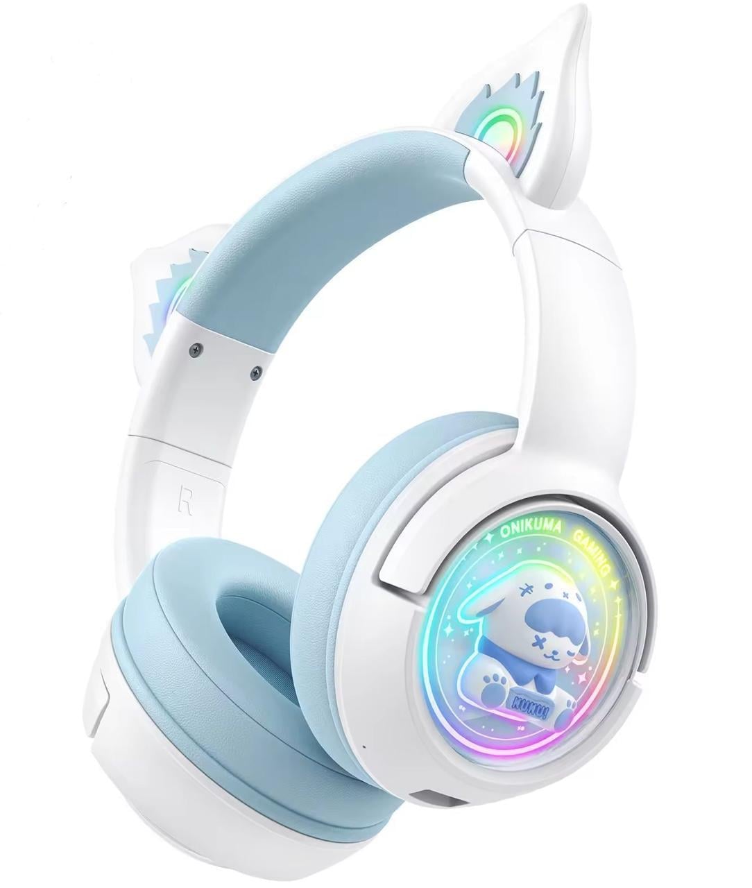 Наушники детские беспроводные игровые Onikuma B-5X с кошачьими ушками/RGB подсветкой и микрофоном (4738747)