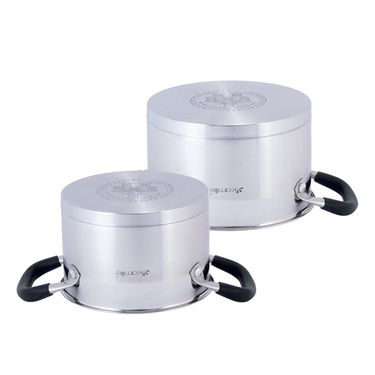 Набір каструль із кришками Kamille КМ-5751 із нержавіючої сталі з 4-х предметів Сталевий (150-84-5751) - фото 6