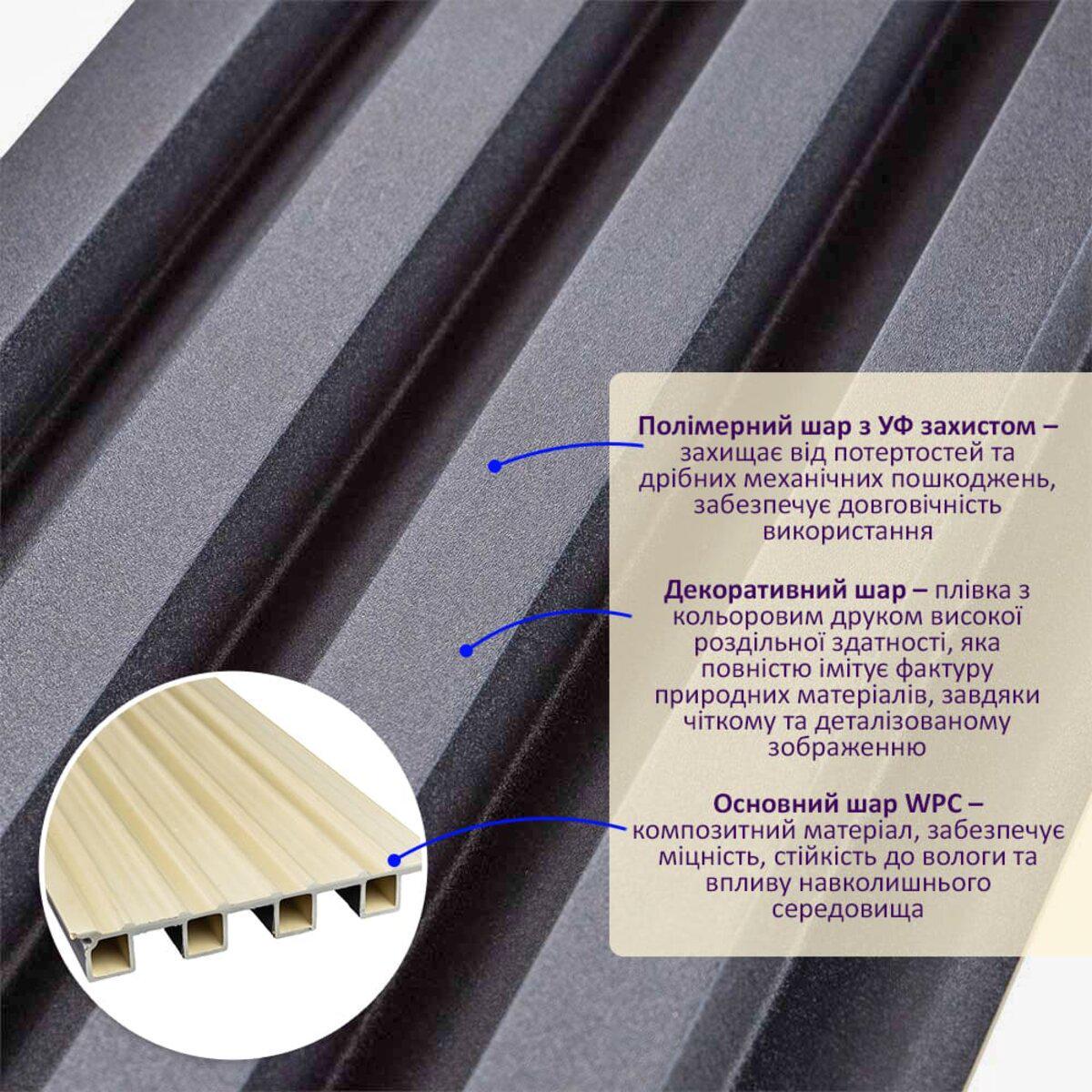 Рейка стеновая декоративная D 3000x160x23 мм (SW-00001861) - фото 2 Рейка стеновая декоративная D 3000x160x23 мм (SW-00001861) - фото 2