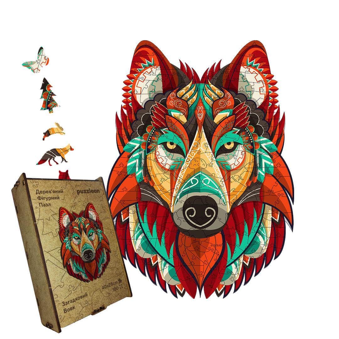 Пазл дерев'яний Загадковий Вовк А5 дерев'яна коробка 35 ел. (puzzlean-845-DER-А5)
