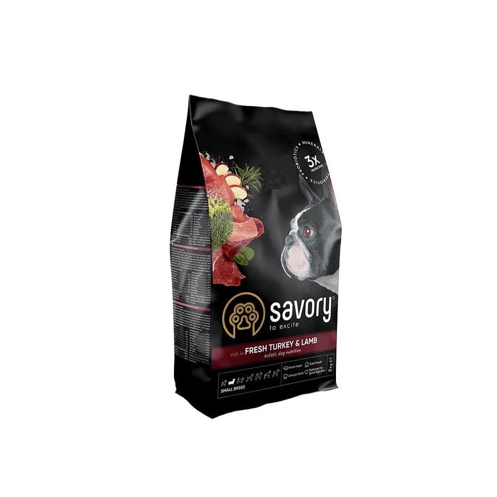 Корм сухой Savory Small Breed rich in Fresh Turkey and Lamb для взрослых собак малых пород до 10 кг со свежим ягненок и индюша (4820232630358)