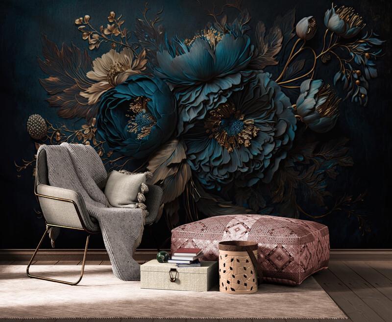 Фотообои виниловые Ночные пионы (S2020)