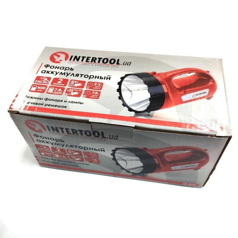 Ліхтар акумуляторний INTERTOOL LB-0101 ручний переносний 1 LED 5 W та бічна лампа на 15 SMD Black/Red - фото 12 Ліхтар акумуляторний INTERTOOL LB-0101 ручний переносний 1 LED 5 W та бічна лампа на 15 SMD Black/Red - фото 12