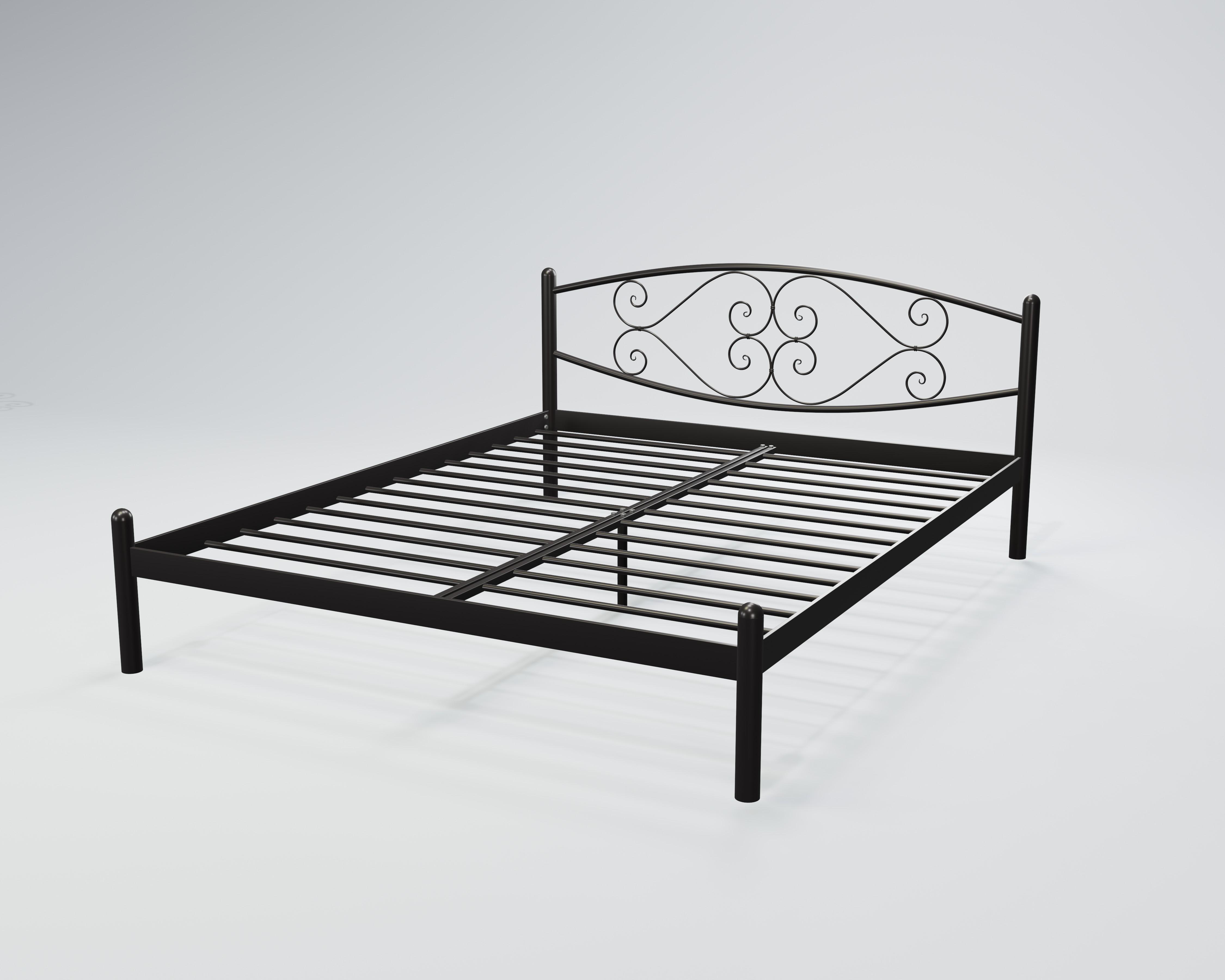 Кровать металлическая Камелия 140x200 см Черный глянец
