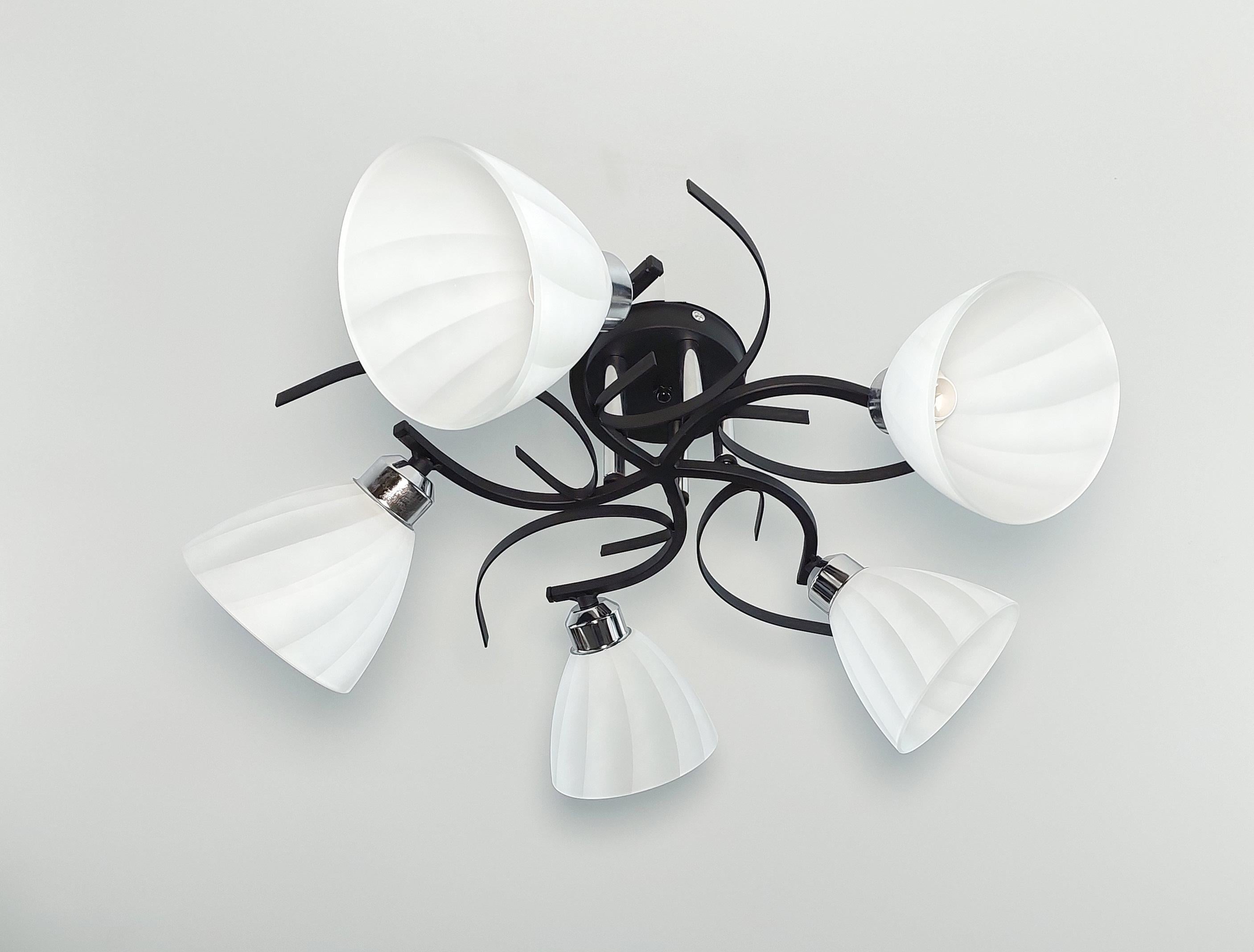 Люстра стельова 3222/5 на 5 плафона металева Чорний