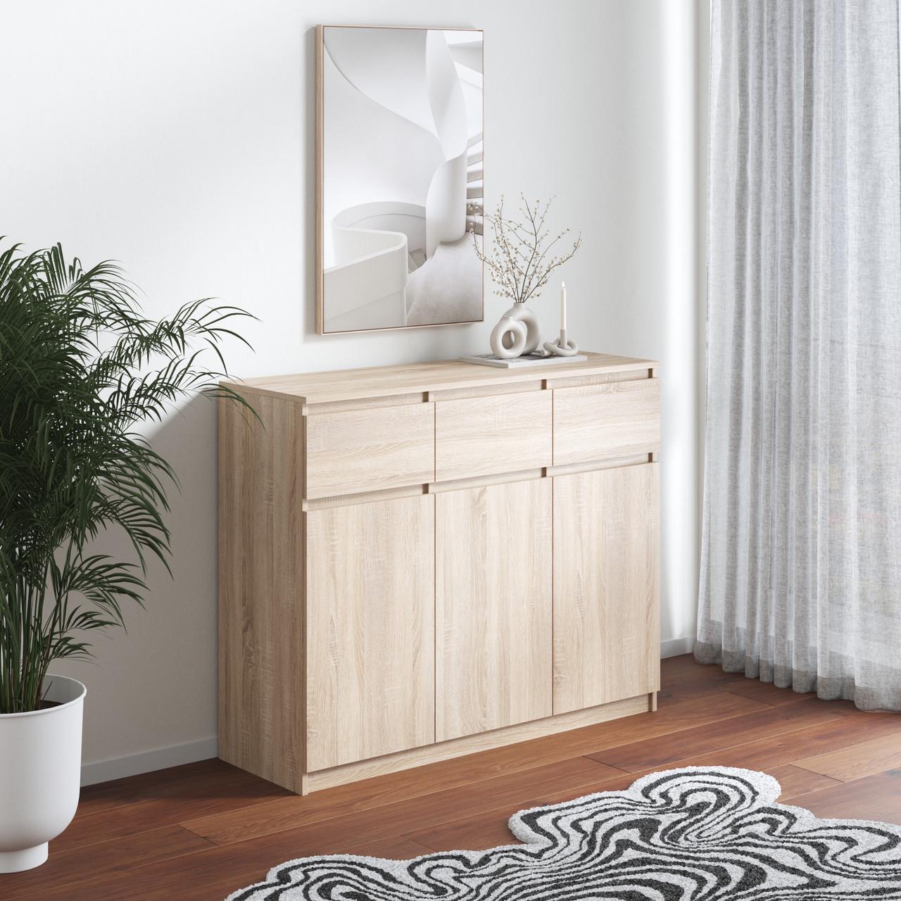 Комод з шухлядами та полицями Вайс R-33 120х40х98 см Дуб Сонома (30291484) - фото 1 Комод з шухлядами та полицями Вайс R-33 120х40х98 см Дуб Сонома (30291484) - фото 1