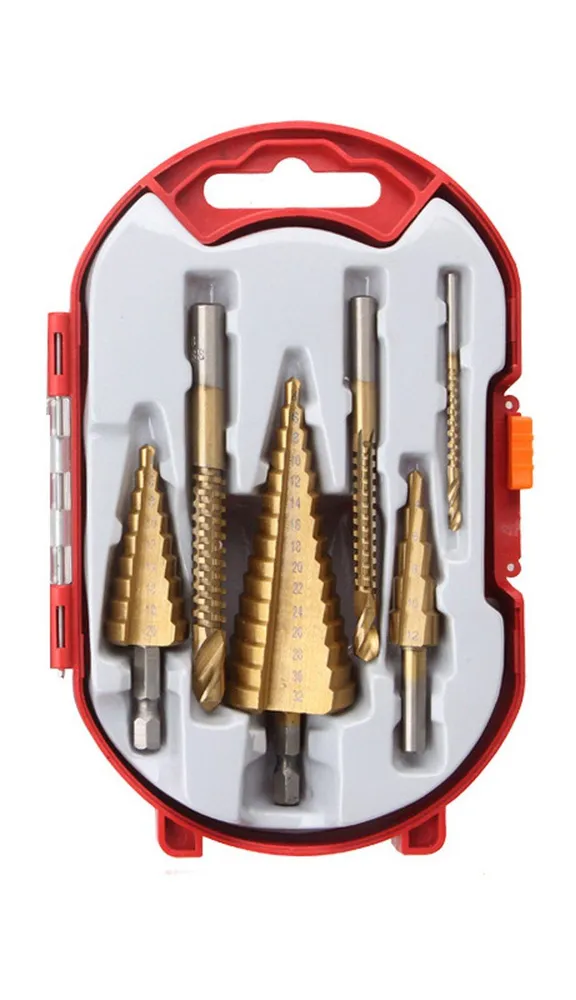 Набір свердел по металу ступінчастих з титановим покриттям 6в1 в кейсі Набір свердел по металу ступінчастих з титановим покриттям 6в1 в кейсі