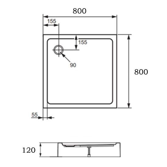 Поддон для душа HUPPE Xerano 840701.055 акриловый 80x80x12 см (113889) - фото 2