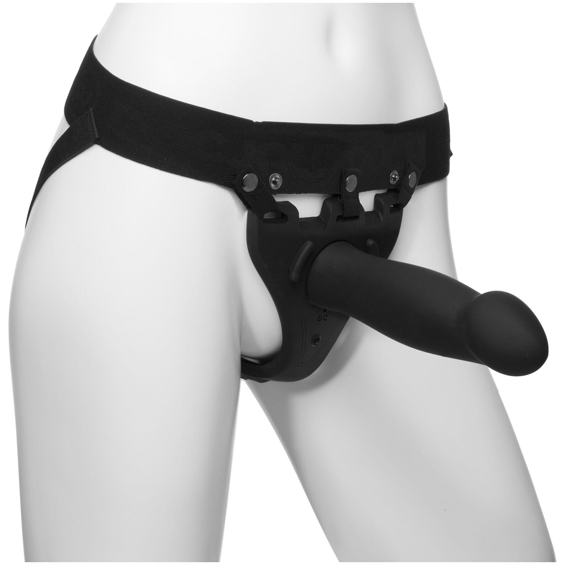 Страпон унісекс Doc Johnson Body Extensions Be Risque/вібрація/пульт керування/порожня насадка