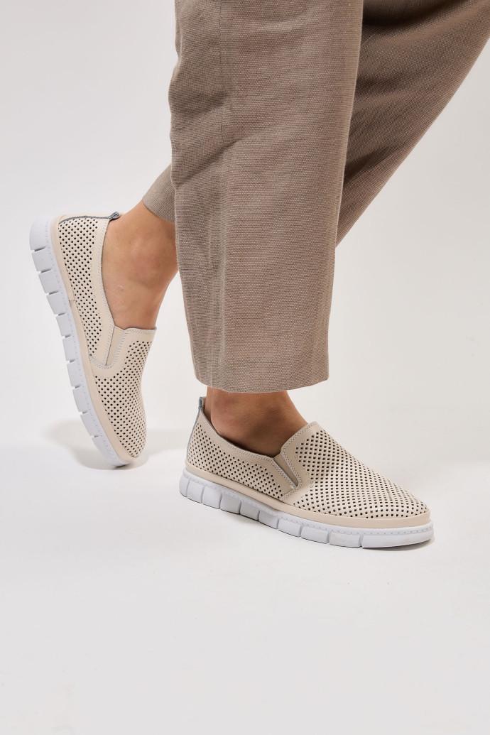 Мокасини жіночі ALLSY шкіряні р. 39 Бежевий (195160) - фото 4