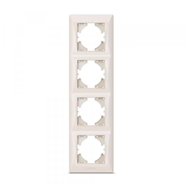 Рамка Videx на 4 місця вертикальна Кремовий