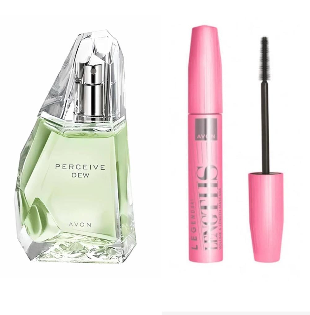 Набір жіночий парфумований Avon Perceive Dew 2в1 50 мл/Туш для вій Avon Legendary Extension Mascara Легендарна довжина 10 мл Чорний