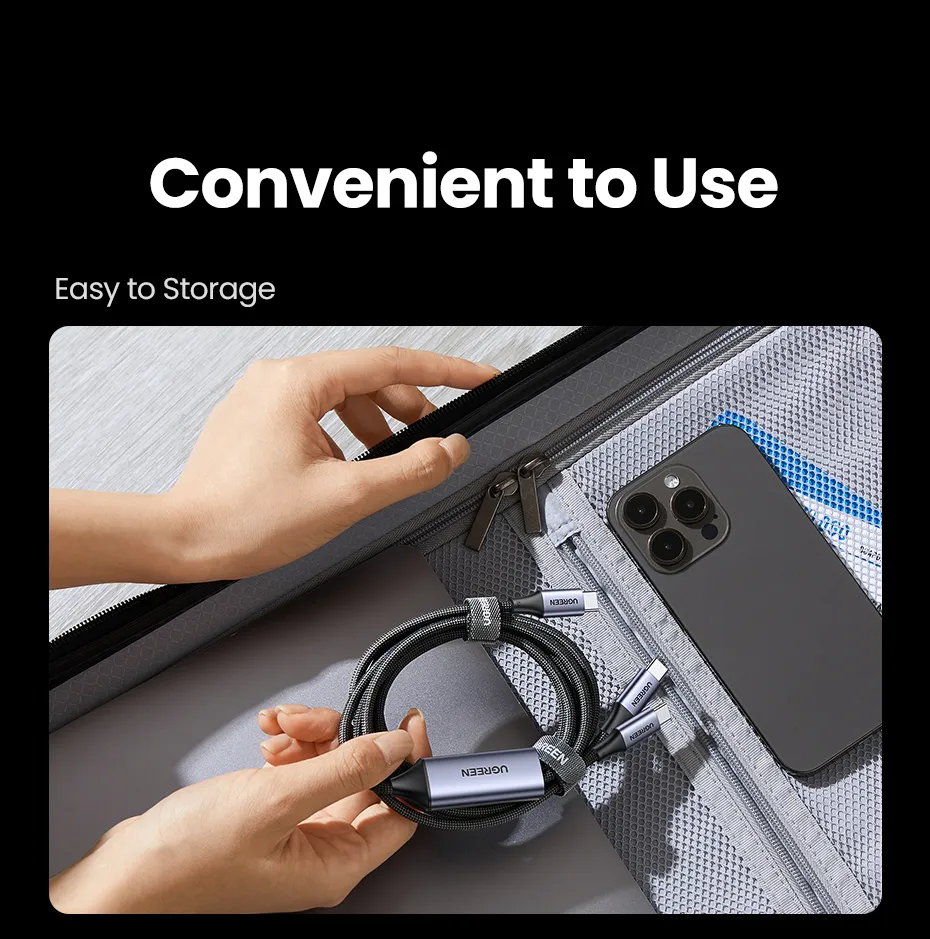 Кабель UGREEN US561 PD 100W 5A USB-C to 2хUSB-C для швидкого заряджання 1,5 м Grey (35087) - фото 8 Кабель UGREEN US561 PD 100W 5A USB-C to 2хUSB-C для швидкого заряджання 1,5 м Grey (35087) - фото 8