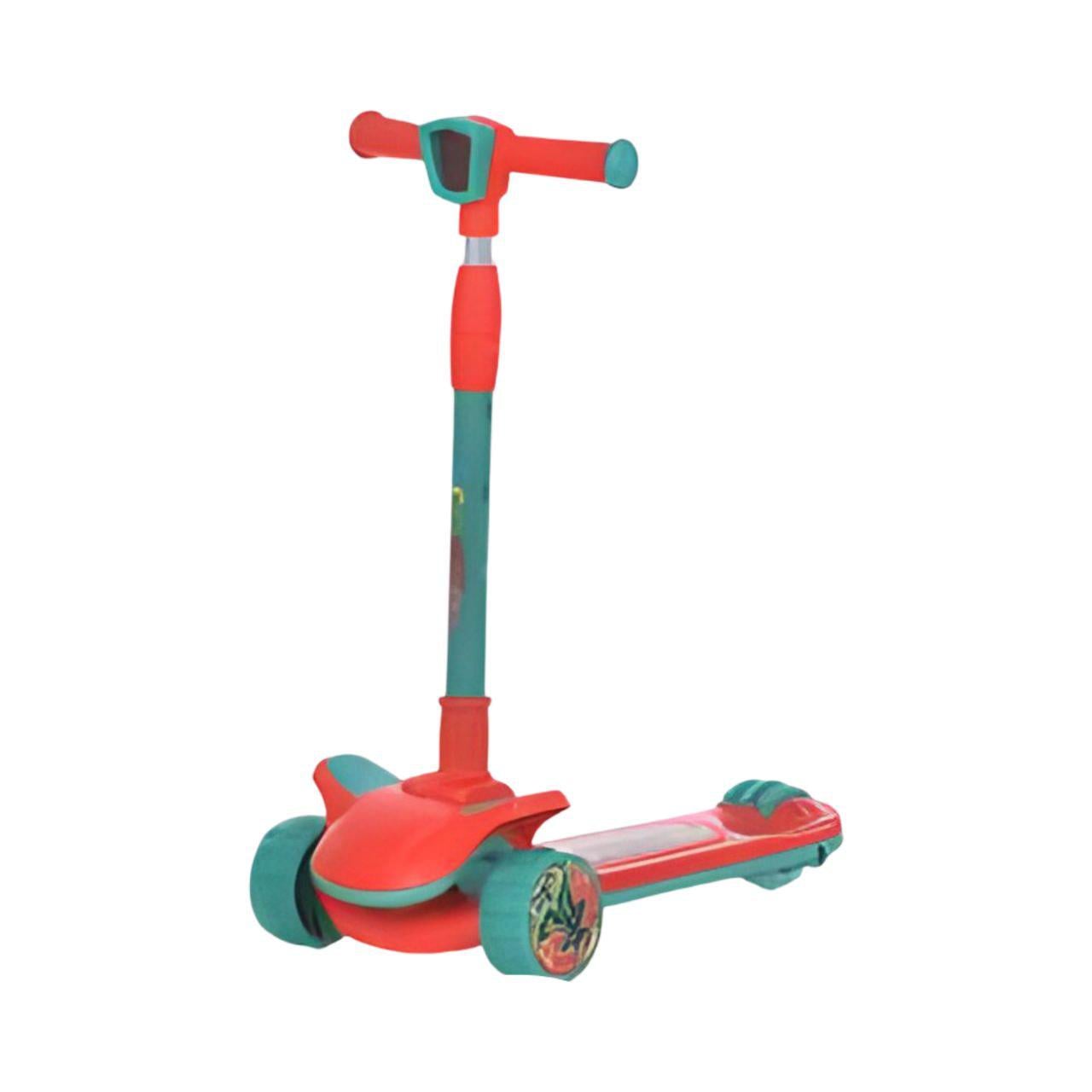 Дитячий самокат JR 3-092 Maxi-Big зі світлом та музикою регульоване кермо на батарейках Червоний (26490495)