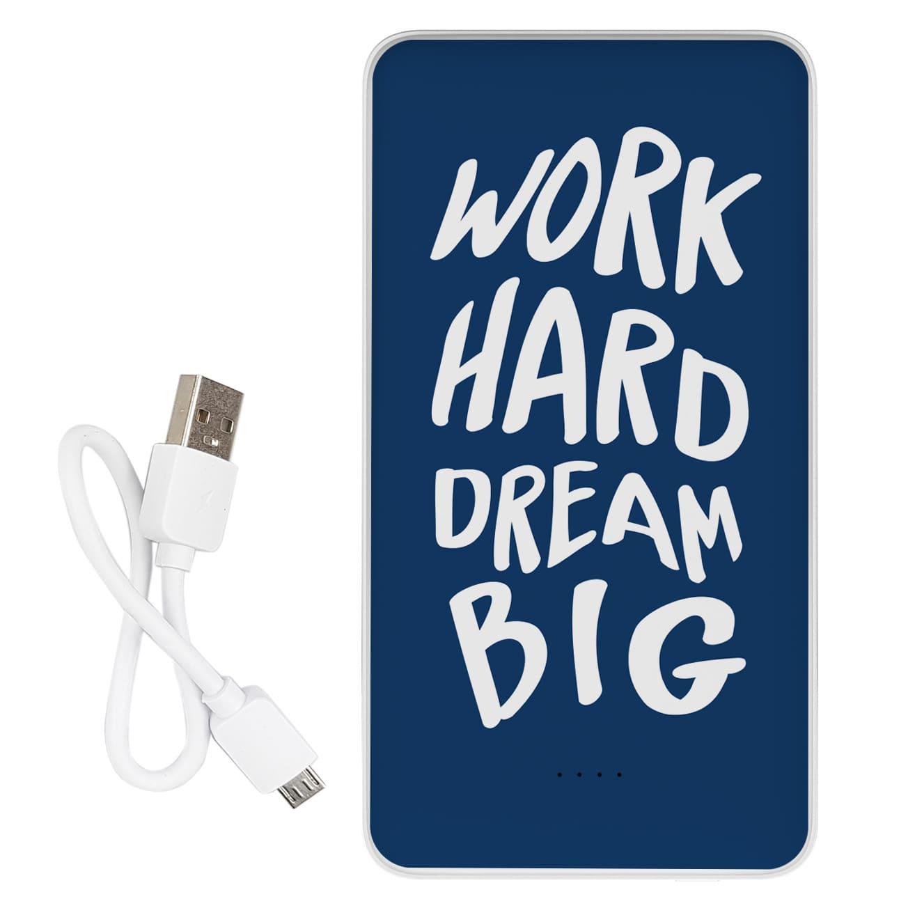 Повербанк с принтом "Work Hard Dream Big" 10000 mAh