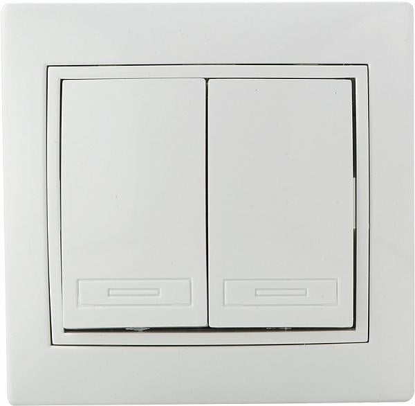 Выключатель АСКО-УКРЕМ FL 2-клавишный Белый (BBсб10-2-0-Fl-W)