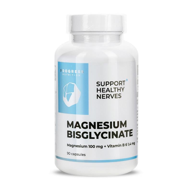 Магній бісгліцинат з вітаміном B6 Progress Nutrition Magnesium Bisglycinate 90 капс.