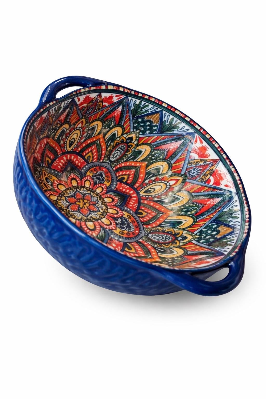 Салатник Olens Рисованный с ручками 1100 мл Синий (8030-455)