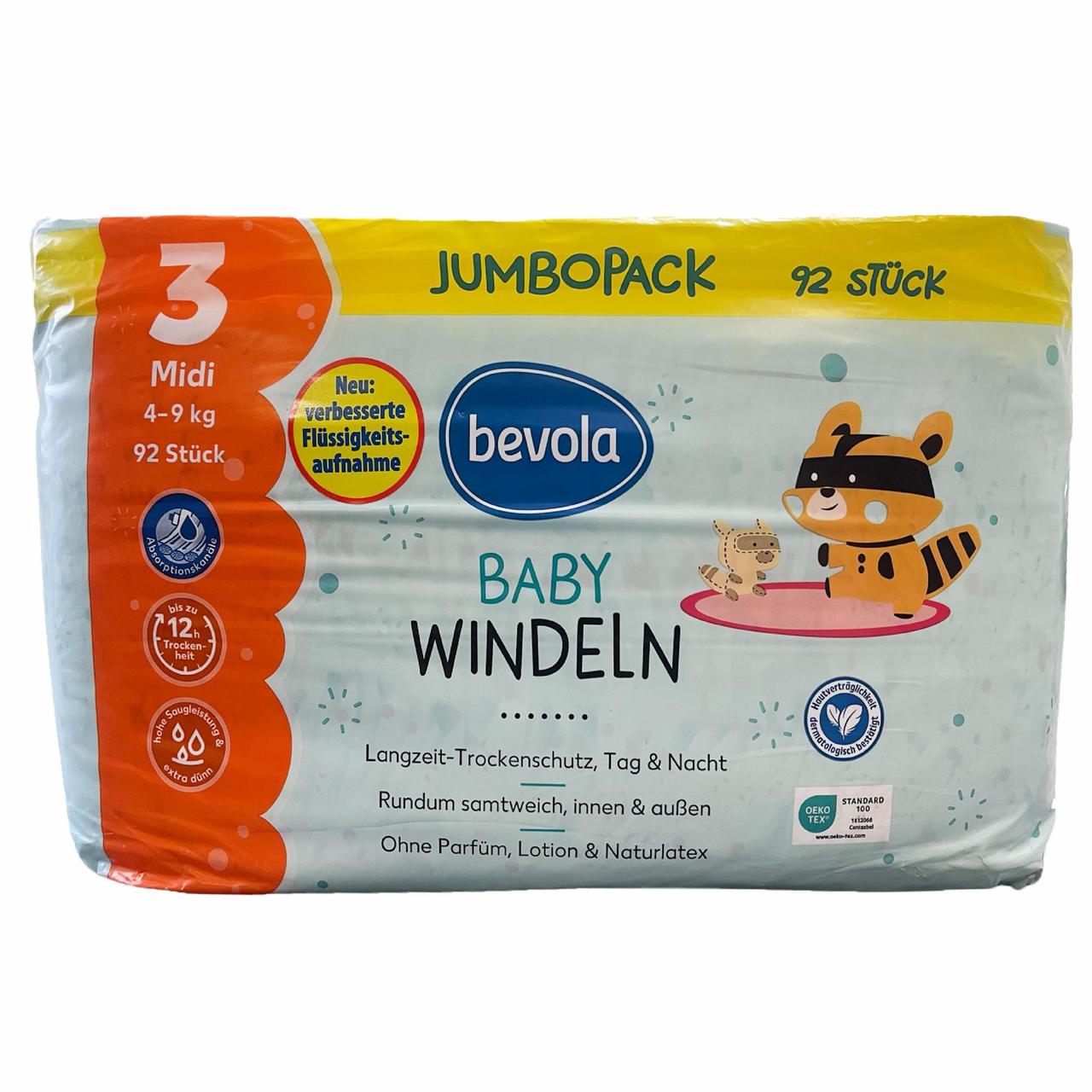 Підгузки дитячі Bevola Baby 3 Midi Jumbopack 4-9 кг 92 шт. (2563995526)