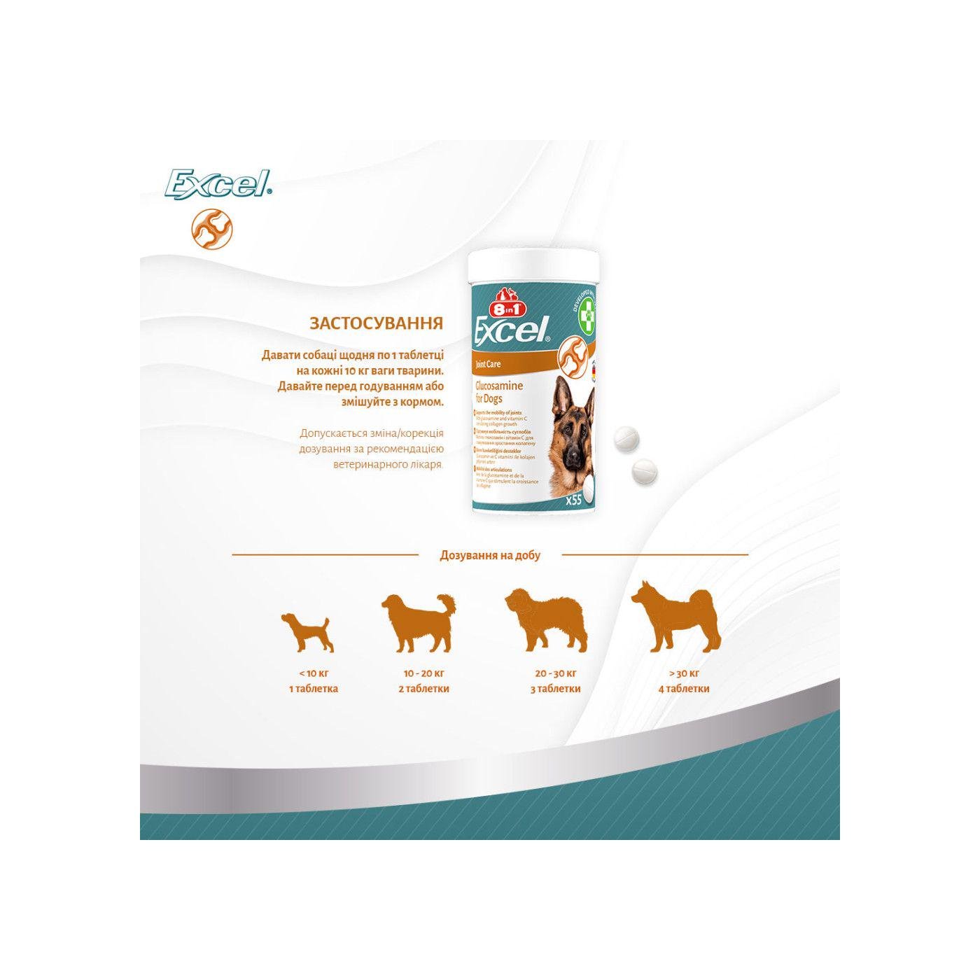Вітаміни для цуценят та дорослих собак 8in1 Excel Glucosamine для суглобів 110 шт. (661828) - фото 5 Вітаміни для цуценят та дорослих собак 8in1 Excel Glucosamine для суглобів 110 шт. (661828) - фото 5
