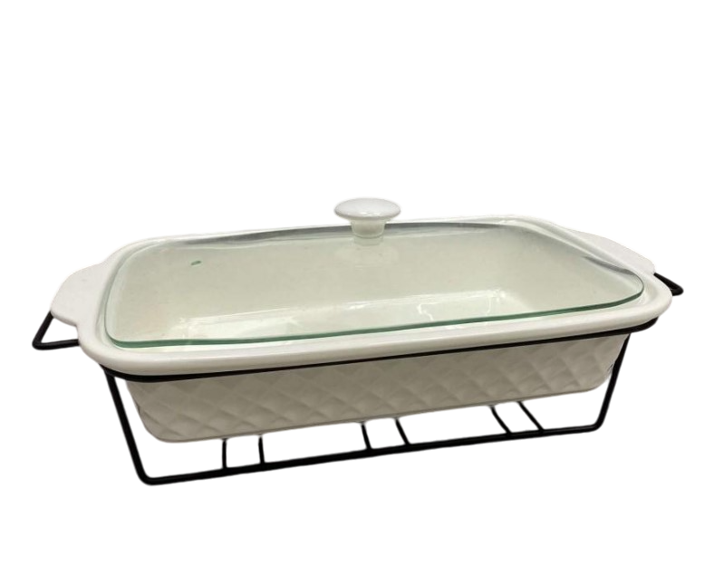 Мармит керамический Maestro прямоугольный с черной подставкой 30 см Белый Мармит керамический Maestro прямоугольный с черной подставкой 30 см Белый