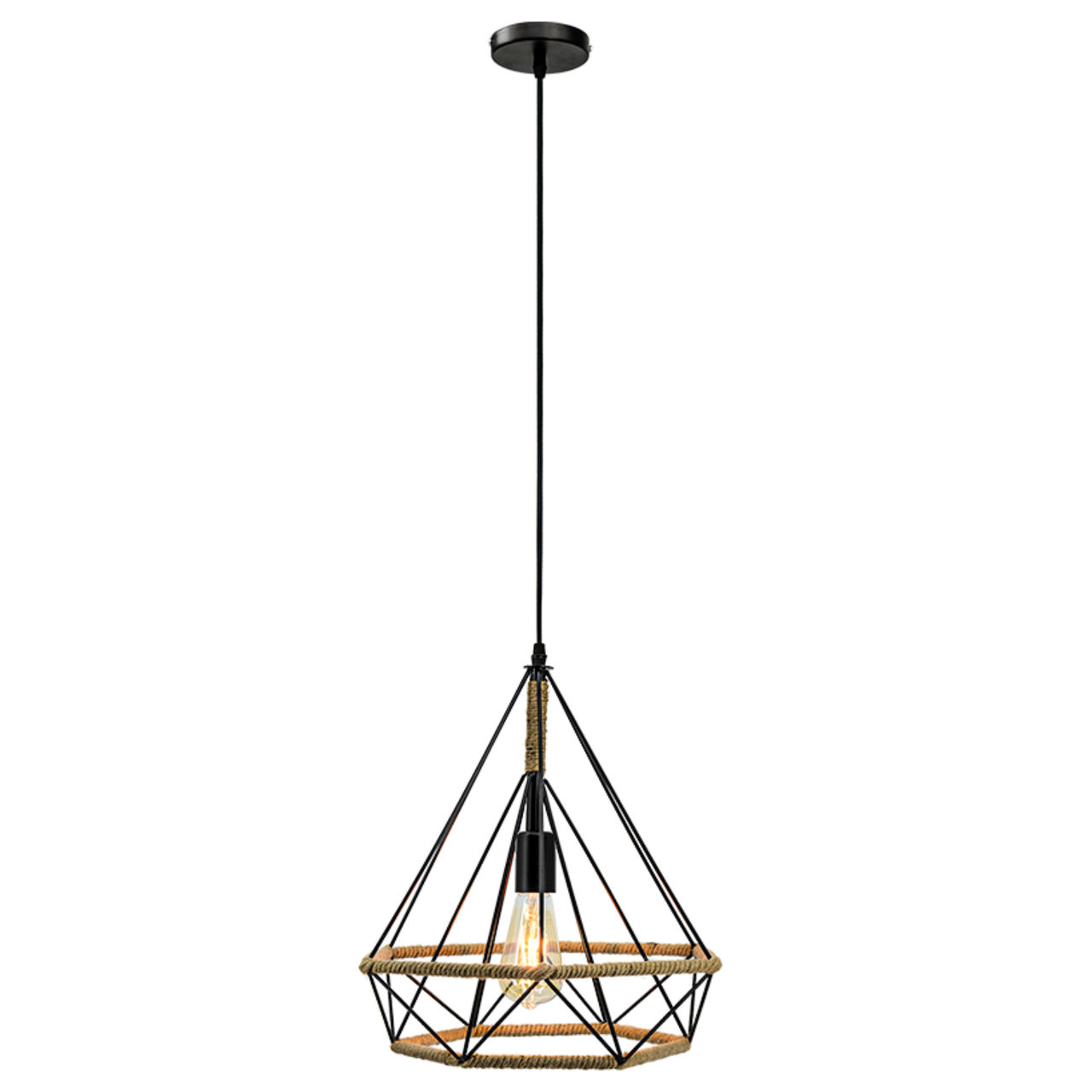 Подвесной светильник Valeso с металлическим плафоном под лампу Е27 Черный (V GLD-18111/1A-390 BK)