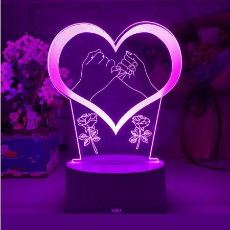 Настільний нічник 3D Night Light у формі серця 7 режимів світіння - фото 4