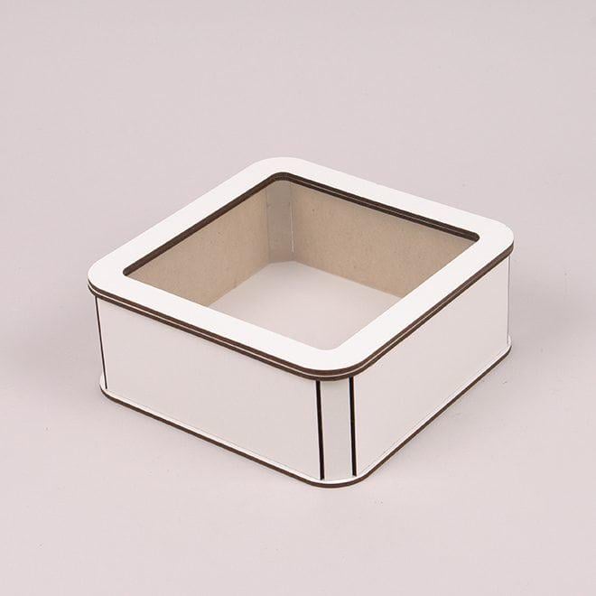 Коробка подарочная Flora квадратная с прозрачной крышкой Белый (33059)