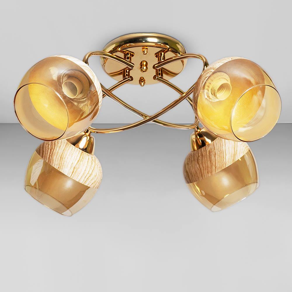 Люстра потолочная Light House SC-18695/4 FG с принтом D 570х250 мм Золотой/Янтарный