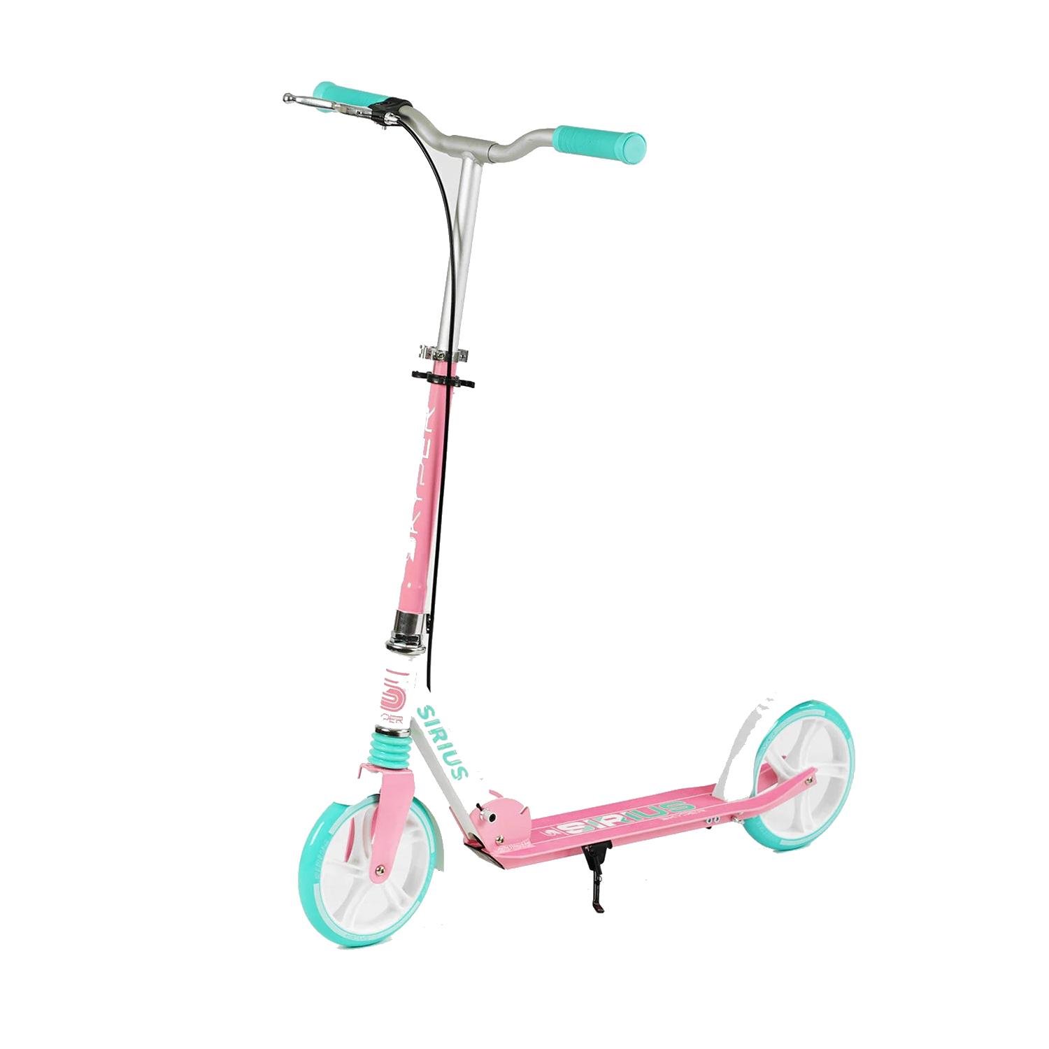 Самокат двоколісний Sirius колеса PU 200 мм 1 амортизатор ручне гальмо Pink/Turquoise (134353)