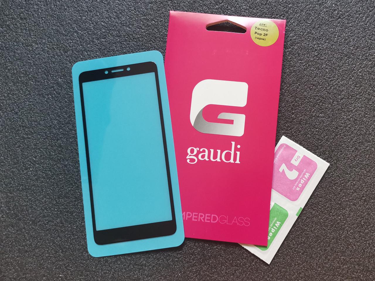 Защитное стекло Gaudi для Tecno Pop 2F/B1F Full Glue 0,3 мм 2,5 D Черный