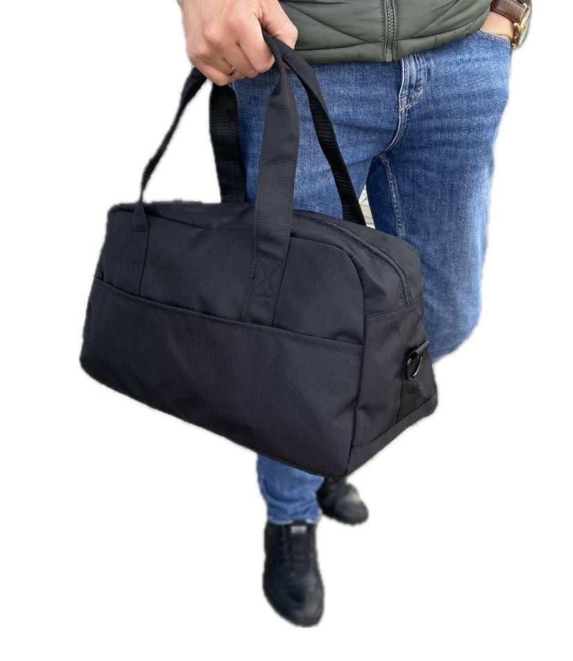 Черная сумка через плечо спортивная дорожная Medium 48х20х25 см (s29)