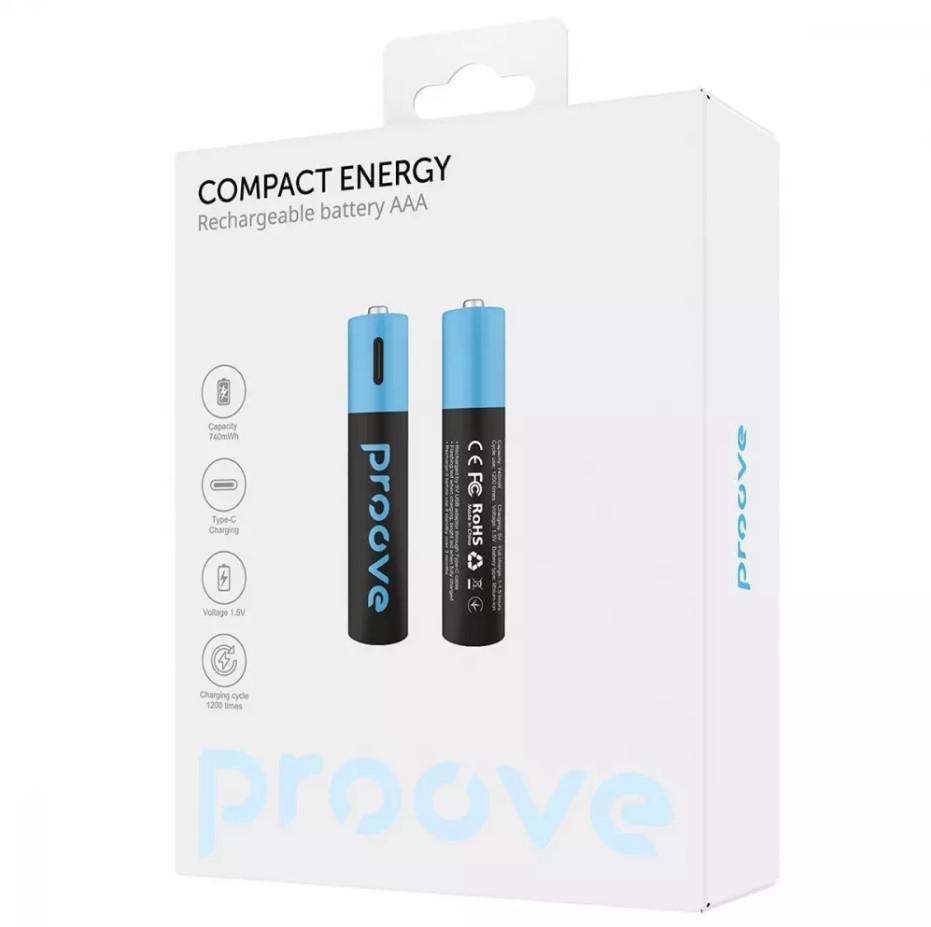 Батарейки акумуляторні Proove Compact Energy AAA Type-C 1,5 V 750 mAh 2 шт. (000003804) - фото 2