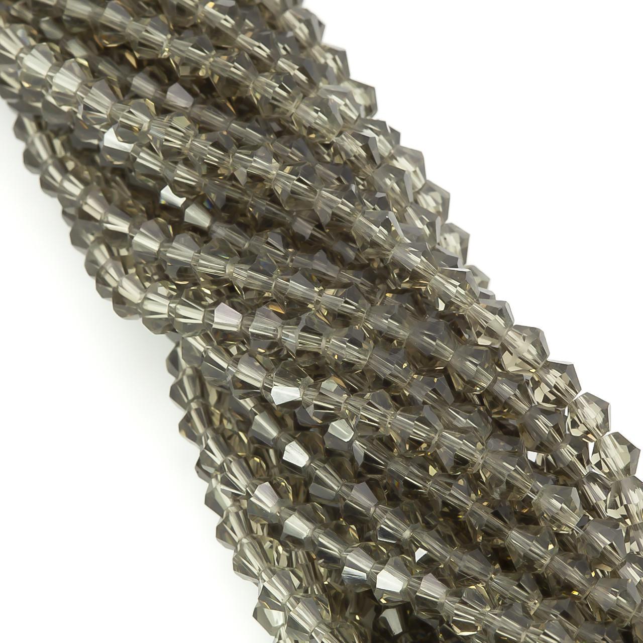 Бусины хрустальные Биконус 4х4,2 мм 95 шт. Серый (БИ0004к12)